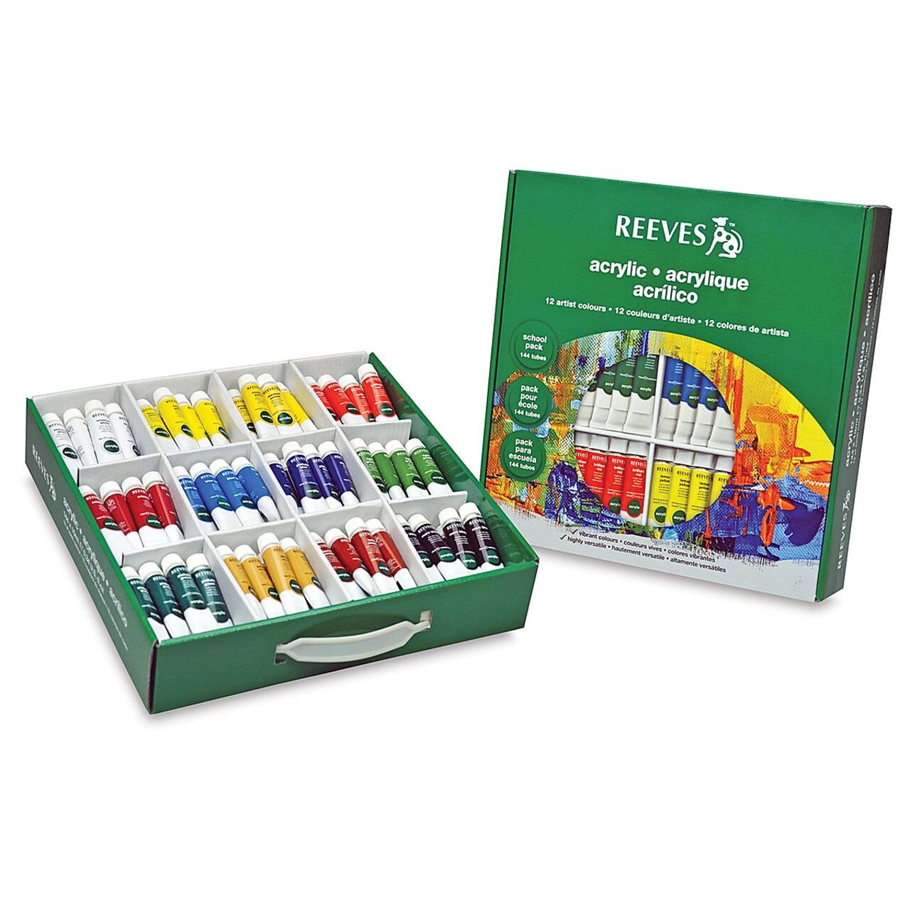 Reeves Acrylic Painting Set - Set of 144 colors, 10 ml tubes